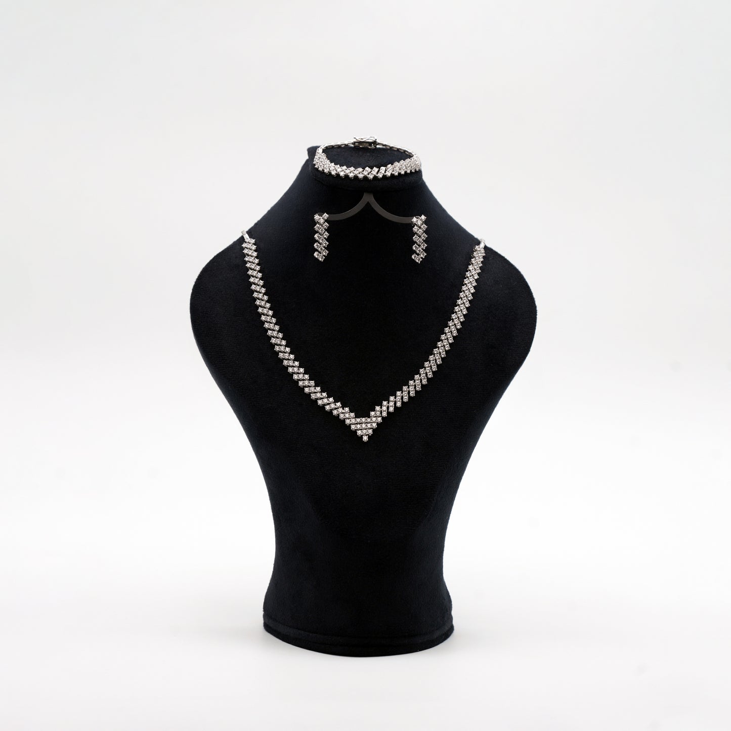 Parure modèle diamant en argent 925