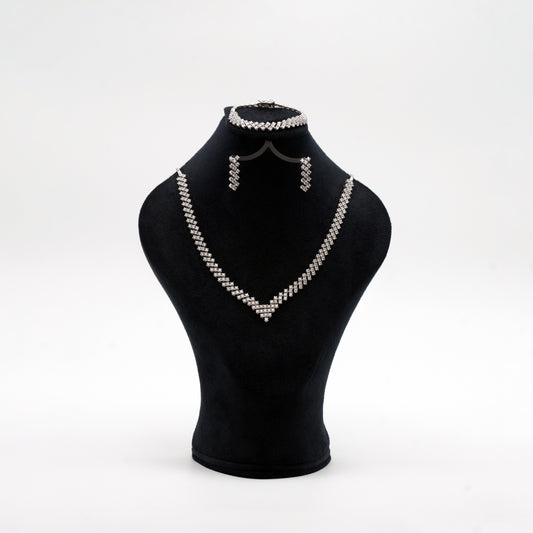 Parure modèle diamant en argent 925