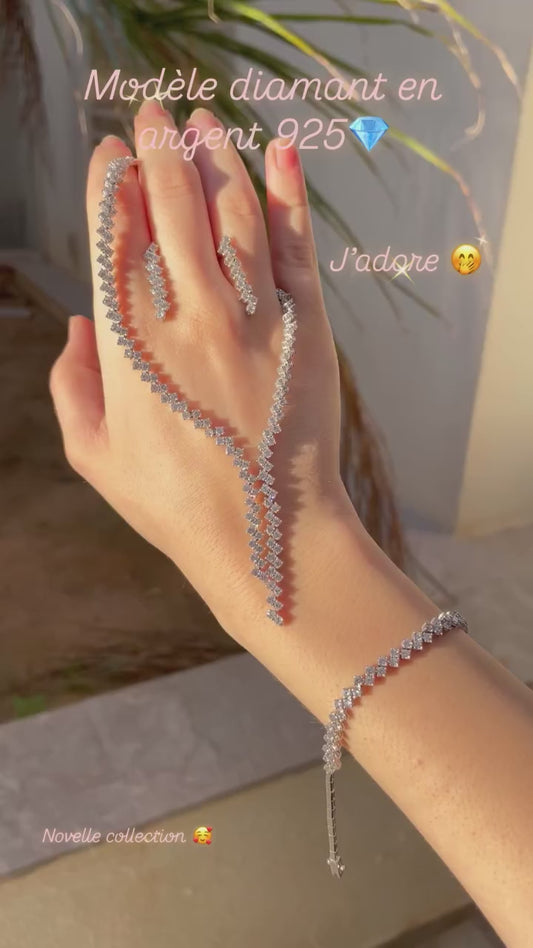 Parure modèle diamant en argent 925